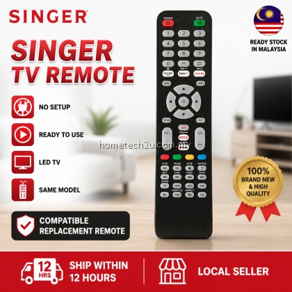 Replacement Remote Control for SINGER LCD LED TV, No Setup Required Ready to Use, Compatible Spare TV Controller Unit