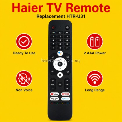 HTR-U31 Remote Control Replacement for Haier Smart Android LED TV H32K66UG H43K66UG H50K66UG Non Voice H55K66UG AAA HTR-U31 Remote Control Replacement for Haier Smart Android LED TV H32K66UG H43K66UG H50K66UG Non Voice H55K66UG AAA