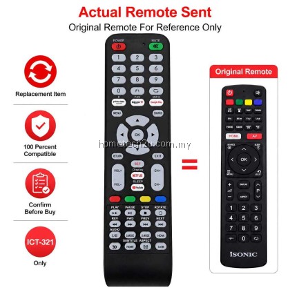 ISONIC ICT-321 TV Remote Control Replacement For LED Television 2026 New Model Compatible Plug And Play Controller ISONIC ICT-321 TV Remote Control Replacement For LED Television 2026 New Model Compatible Plug And Play Controller