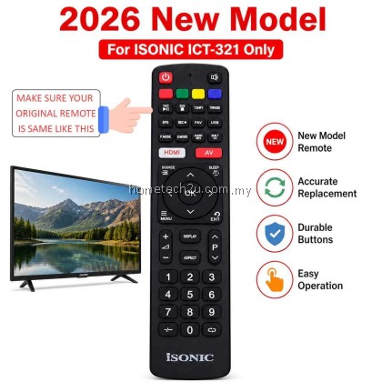 ISONIC ICT-321 TV Remote Control Replacement For LED Television 2026 New Model Compatible Plug And Play Controller ISONIC ICT-321 TV Remote Control Replacement For LED Television 2026 New Model Compatible Plug And Play Controller