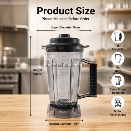 4L Replacement Blender Jug for Silver Crest BARDEFU TFMART Commercial Blender Balang Jar with Lid Cap 4 Liter Only 4L Replacement Blender Jug for Silver Crest BARDEFU TFMART Commercial Blender Balang Jar with Lid Cap 4 Liter Only
