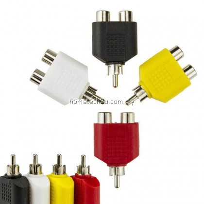 RCA jack Y Splitter AV Audio Video Plug Adapter 1 Male to 2 Female Converter RCA jack Y Splitter AV Audio Video Plug Adapter 1 Male to 2 Female Converter