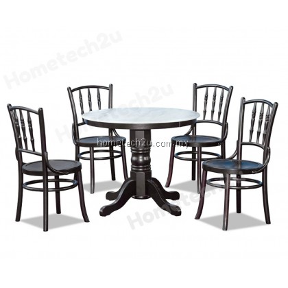 Traditional Coffee Shop Restaurant Rounded Dining Table With Mable Top 1+4 Traditional Coffee Shop Restaurant Rounded Dining Table With Mable Top 1+4