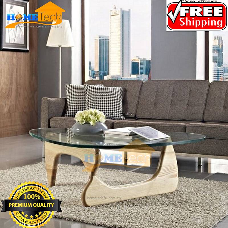 Creative Triangle Wood and Glass Living Room Coffee Table