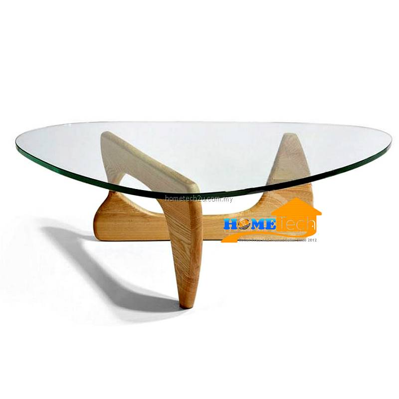 Creative Triangle Wood and Glass Living Room Coffee Table