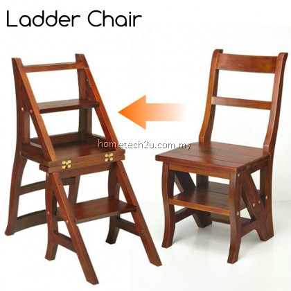Step Ladder Chair Solid Wood Folding Step Stool Chair Library Step Chair (Oak) Step Ladder Chair Solid Wood Folding Step Stool Chair Library Step Chair (Oak)