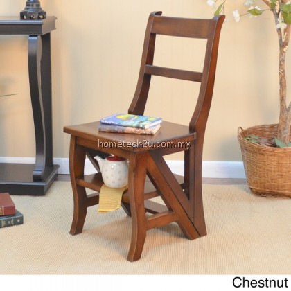 Step Ladder Chair Solid Wood Folding Step Stool Chair Library Step Chair (Oak) Step Ladder Chair Solid Wood Folding Step Stool Chair Library Step Chair (Oak)
