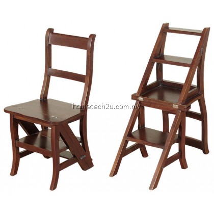 Step Ladder Chair Solid Wood Folding Step Stool Chair Library Step Chair (Oak) Step Ladder Chair Solid Wood Folding Step Stool Chair Library Step Chair (Oak)
