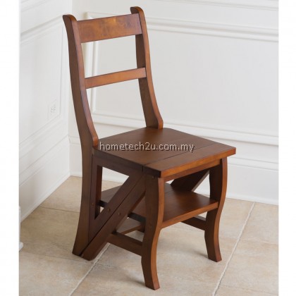 Step Ladder Chair Solid Wood Folding Step Stool Chair Library Step Chair (Oak) Step Ladder Chair Solid Wood Folding Step Stool Chair Library Step Chair (Oak)