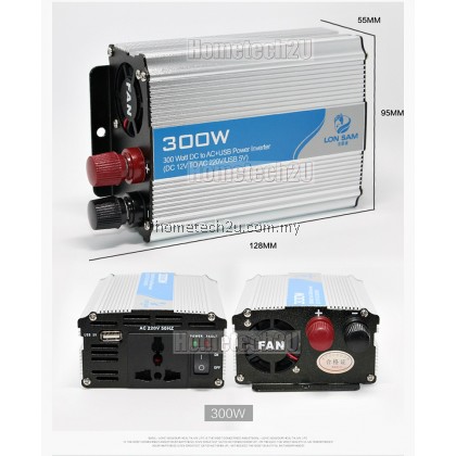 Lon Sam Car Power Inverter 300 Watt DC 12V to AC 220V +USB 5V Lon Sam Car Power Inverter 300 Watt DC 12V to AC 220V +USB 5V