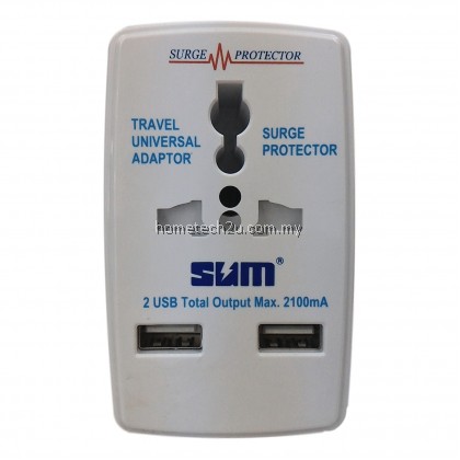 SUM Universal Travel Adapter With Dual USB 2100mA SUM Universal Travel Adapter With Dual USB 2100mA
