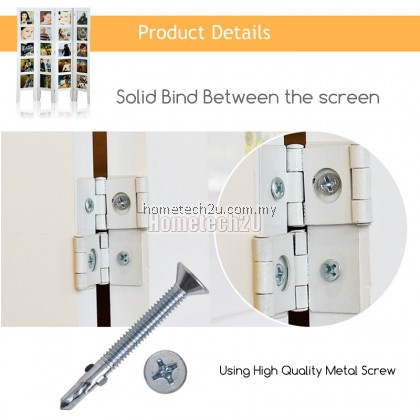 4 Panel Standing Room Photo Folding Screen Divider - White