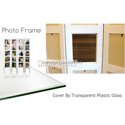 4 Panel Standing Room Photo Folding Screen Divider - White