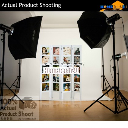 4 Panel Standing Room Photo Folding Screen Divider - White