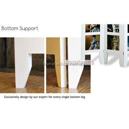 4 Panel Standing Room Photo Folding Screen Divider - White