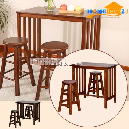 France Wooden Breakfast Dining Set Table + 2 Stool 