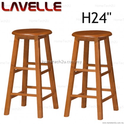 2 Units 24" LAVELLE Grade A Rounded Wooden Bar Stool