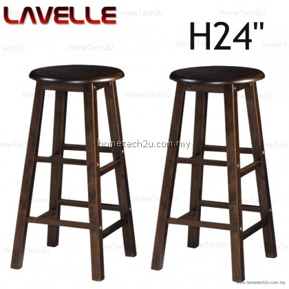 2 Units 24" LAVELLE Grade A Rounded Wooden Bar Stool