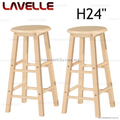 2 Units 24" LAVELLE Grade A Rounded Wooden Bar Stool