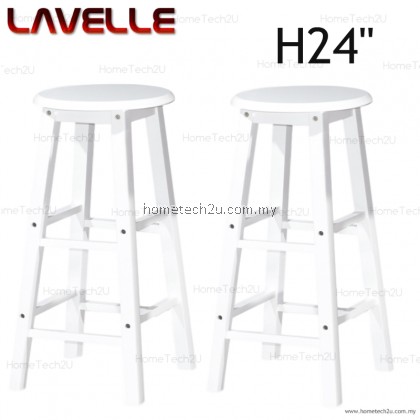2 Units 24" LAVELLE Grade A Rounded Wooden Bar Stool