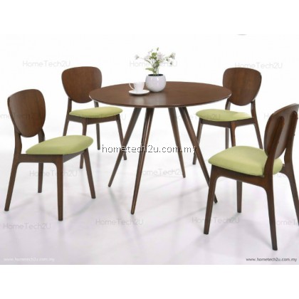 OLIVIA Modern Rounded Wooden Dining Set (1+4) OLIVIA Modern Rounded Wooden Dining Set (1+4)