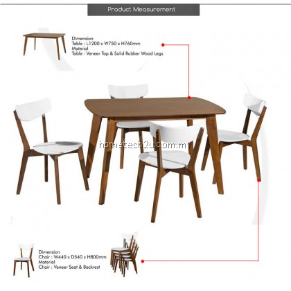BEDFORD 1+4 PIECE WOOD DINING SET