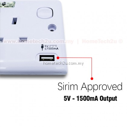 Wall Switch Socket With USB Outlet (Sirim Approved) Wall Switch Socket With USB Outlet (Sirim Approved)