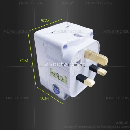 PREMIUM 13A 3 way Adapter Adaptor Light indicator with Safety Shutter Extension Plug kepala tiga (Sirim Approved)