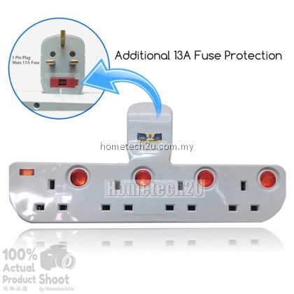 4 WAY ADAPTOR ADAPORT MULTIPLE WALL SOCKET POWER OUTLET EXTENSION 4 WAY ADAPTOR ADAPORT MULTIPLE WALL SOCKET POWER OUTLET EXTENSION