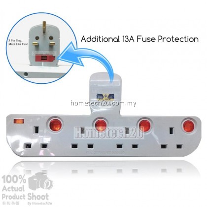 4 WAY ADAPTOR ADAPORT MULTIPLE WALL SOCKET POWER OUTLET EXTENSION 4 WAY ADAPTOR ADAPORT MULTIPLE WALL SOCKET POWER OUTLET EXTENSION