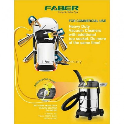 Faber FVC-WD630 Wet & Dry Heavy Duty Vacuum Cleaner 30L Stainless Steel Tank (1600w) Faber FVC-WD630 Wet & Dry Heavy Duty Vacuum Cleaner 30L Stainless Steel Tank (1600w)