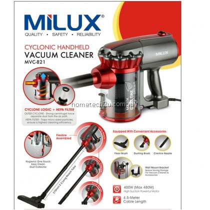 Milux Cyclonic Handheld Vacuum Cleaner MVC-821 (Free Extension Roller) Milux Cyclonic Handheld Vacuum Cleaner MVC-821 (Free Extension Roller)