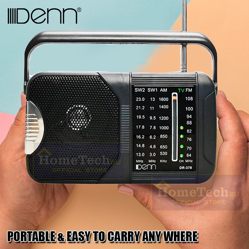 DENN DR-378 AC/DC Portable Radio AC Battery Operated Radio Mini Radio ...