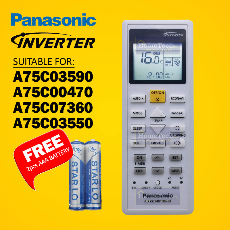 Télécommande De Remplacement Pour Climatiseur Panasonic Econavi Inverter Nanoe-G - Modèles A75C3300, A75C3208, Etc. - Piles AAA