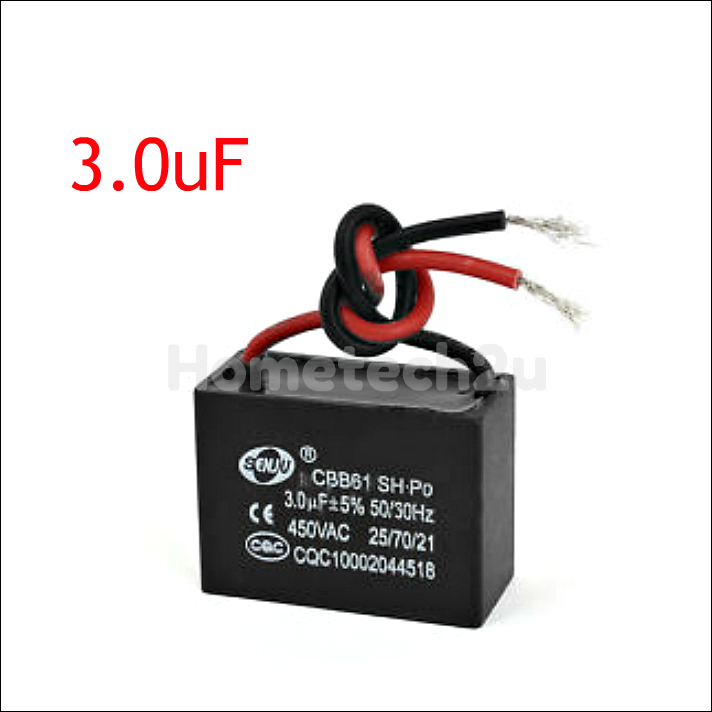 CBB61 AC450V 2.0uF Wired Motor Run Capacitor With Fixing Hole – Black (Universal)